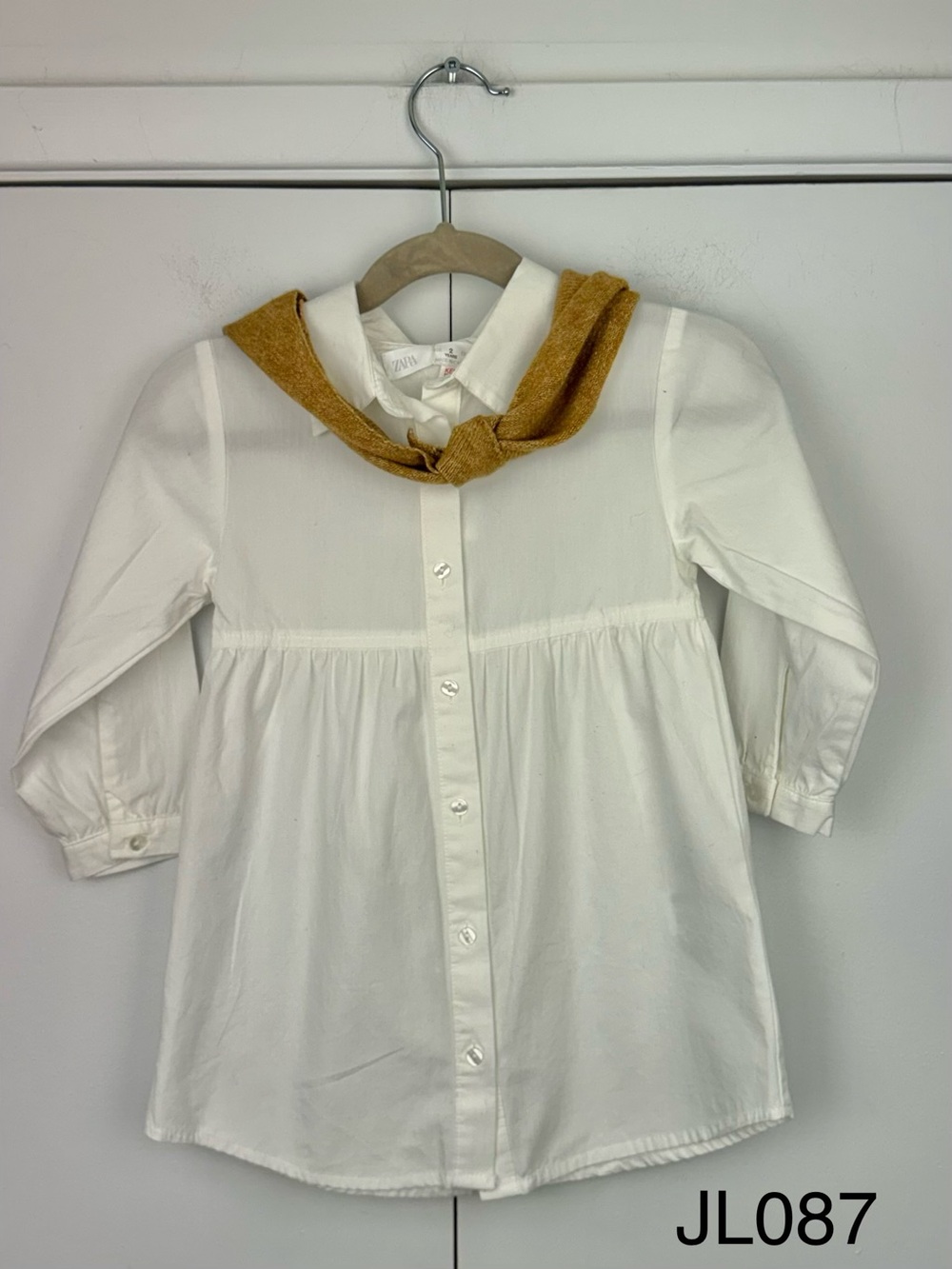 Zara Kids White Shirt Dress Removable Knit Cape 2Y 92cm NWT